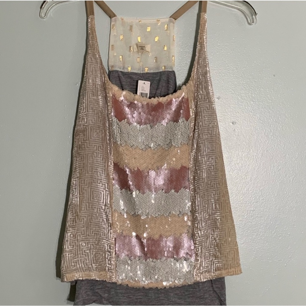Tiny Anthro Velvet & Sequin Layered Racerback Tank